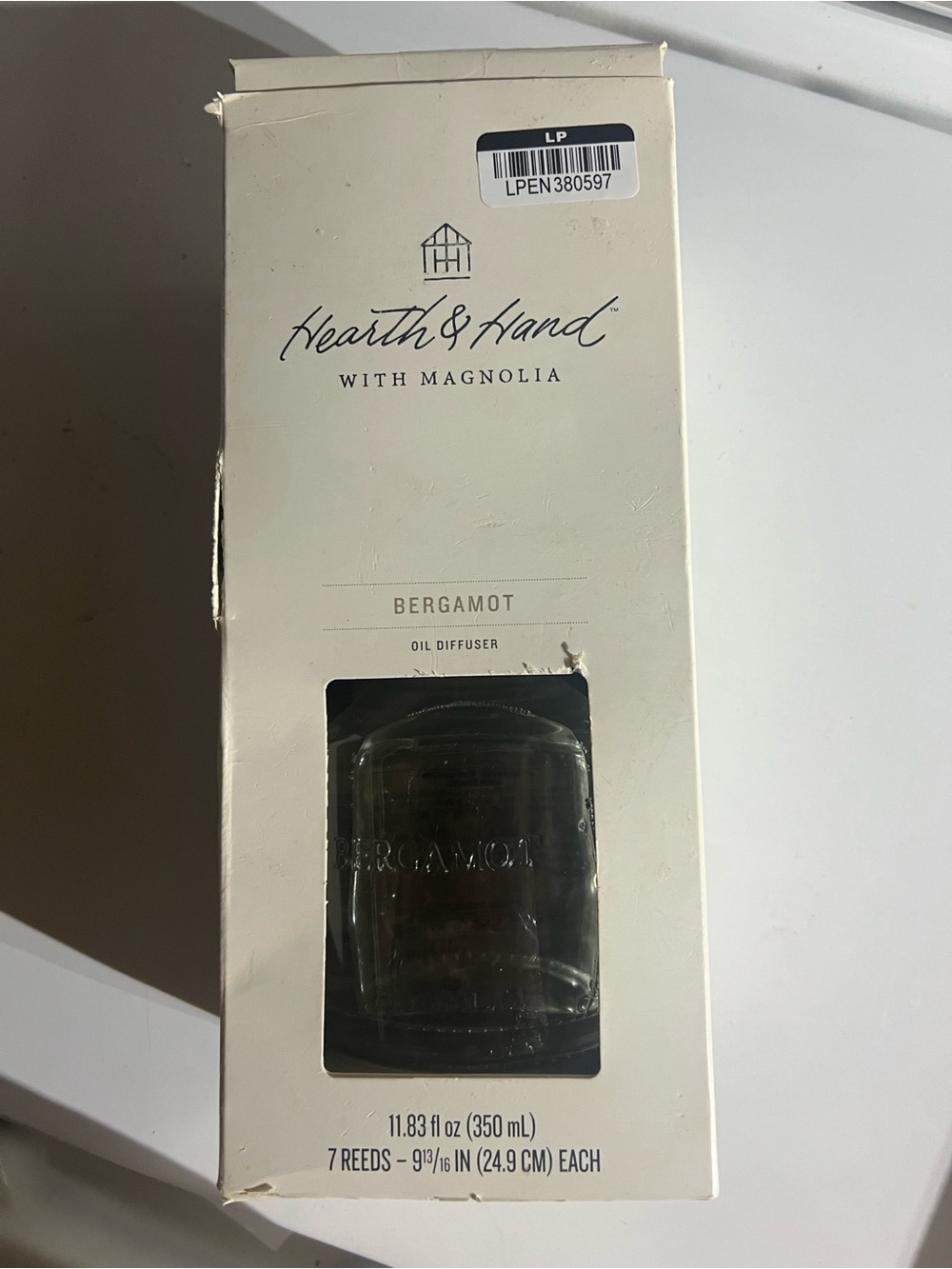 Hearth & Hand Bergamot Oil Diffuser in Cream and Clear Glass